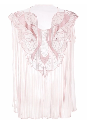 Alberta Ferretti lace-embellished silk top - Pink