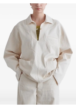 Muller Of Yoshiokubo V-neck long-sleeve polo shirt - Orange