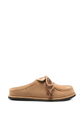 ADRIANNA FERETTI lace-up suede mules - Neutrals
