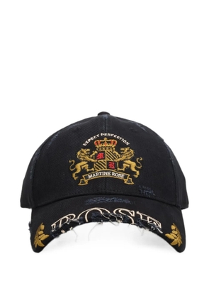 Martine Rose distressed crest-embroidered cotton baseball cap - Black