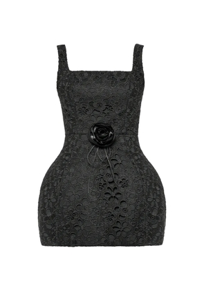 ANOUKI guipure lace rose-appliqué mini dress - Black