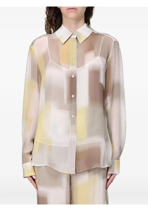 Emporio Armani abstract-print chiffon shirt - Neutrals