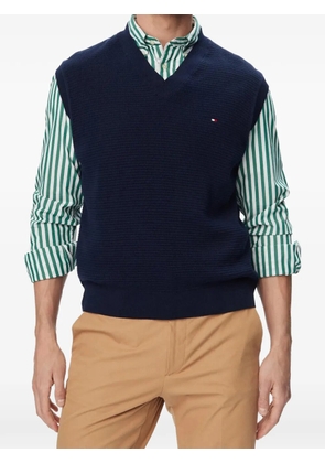 Tommy Hilfiger textured-knit V-neck sweater vest - Blue