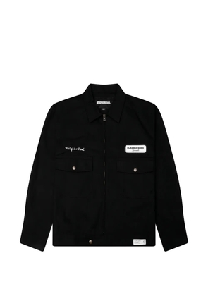 Neighborhood logo-embroidered zip-up jacket - Black