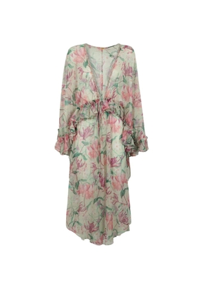PatBO Honey Flower ruffled robe - Green