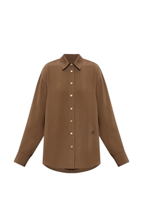 ISABEL MARANT Fabriza logo-embroidered long-sleeved shirt - Brown