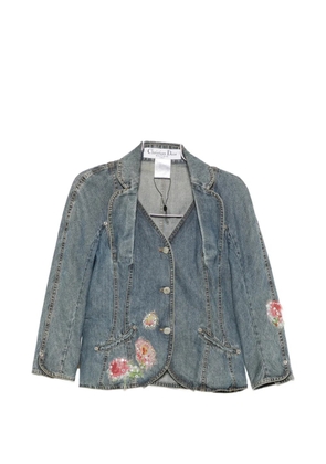 Christian Dior Pre-Owned floral-patchwork denim jacket and skirt set - Blue