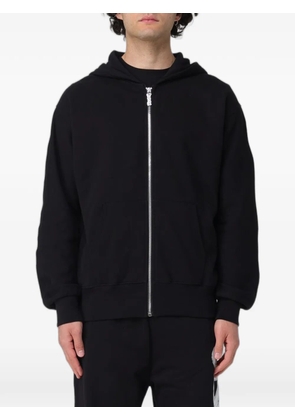 DISCLAIMER logo-print zip-up hoodie - Black