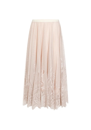 Fabiana Filippi lace-panelling A-line midi skirt - Pink