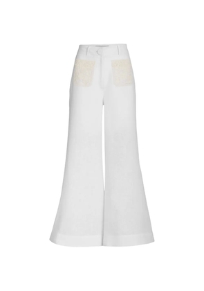 Silvia Tcherassi Maura lace-panel flared trousers - White