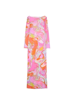 PUCCI Orchidee-print long-sleeve maxi dress - Pink