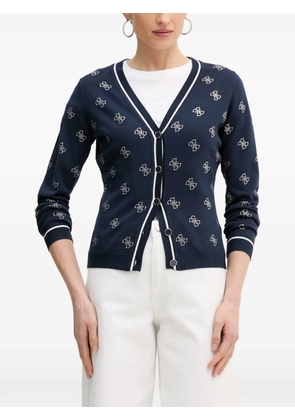 GUESS USA crystal-embellished logo-print cardigan - Blue