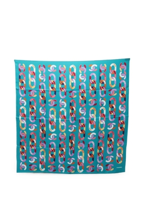 CHANEL Pre-Owned 1986-1988 CC Chain-pattern scarf - Blue