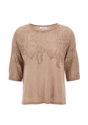 Kangra openwork three-quarter sleeve top - Neutrals