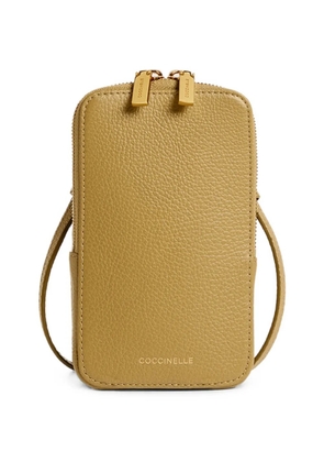 Coccinelle mini Flor grained-leather phone bag - Green
