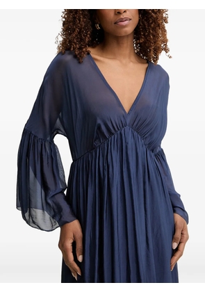 Haveone pleated V-neck maxi dress - Blue