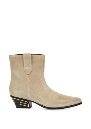 ETRO logo-plaque panelled suede boots - Neutrals