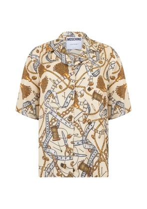 Moschino graphic-print short-sleeve silk shirt - Neutrals
