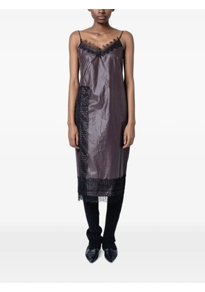 Muller Of Yoshiokubo lace-trim sleeveless midi dress - Brown