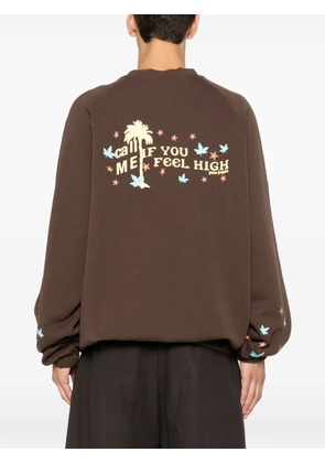 Palm Angels graphic-print pouch-pocket sweater - Brown