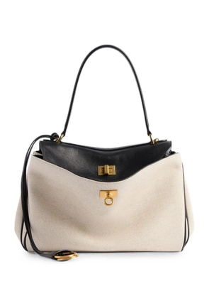 Balenciaga Rodeo small linen and leather tote bag - Neutrals