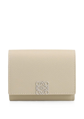 LOEWE Anagram trifold leather wallet - Neutrals