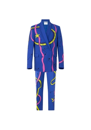 Moschino graphic-pattern virgin-wool suit - Blue