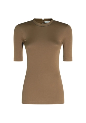 Brunello Cucinelli Monili-trim ribbed T-shirt - Brown