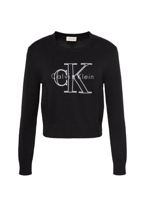 Calvin Klein logo-embroidered sweater - Black