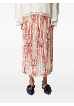 Muller Of Yoshiokubo Radial printed pleated midi skirt - Neutrals
