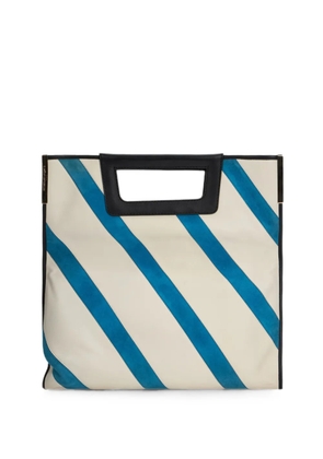 Moschino striped leather tote bag - White