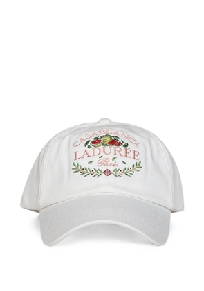 Casablanca x Laduree embroidered cotton cap - White