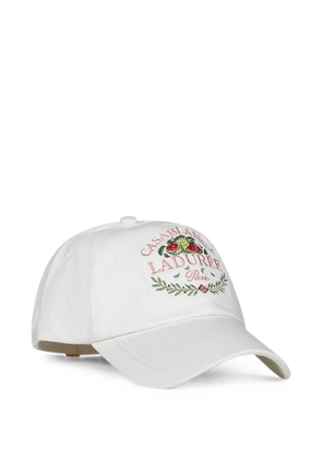 Casablanca x Laduree embroidered cotton cap - White
