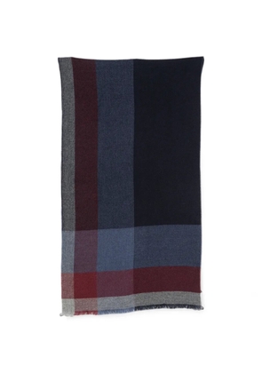 Brunello Cucinelli check-pattern frayed-edge scarf - Blue