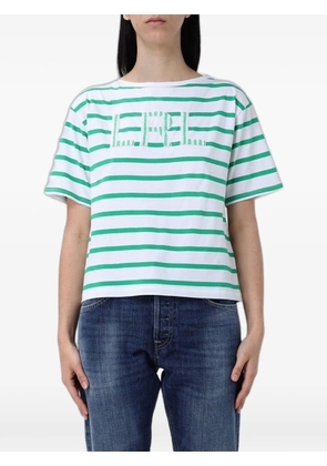 Lauren Ralph Lauren striped logo-patch cotton T-shirt - White
