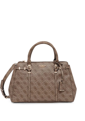 GUESS USA Leona monogram-print logo-plaque tote bag - Brown