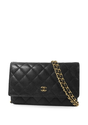 CHANEL Pre-Owned Wallet On Chain diamond-quilting shoulder bag - Black
