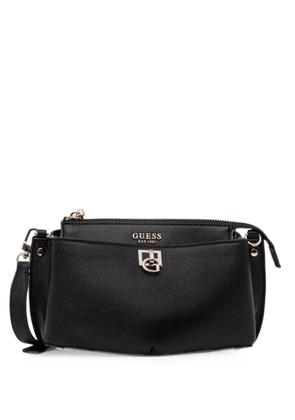 GUESS USA logo-plaque pebbled-effect shoulder bag - Black