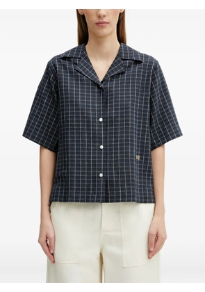 Wales Bonner London Bowling check-print short-sleeve shirt - Blue