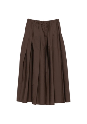 VICOLO pleated elasticated-waist midi skirt - Brown