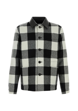 Givenchy check-pattern leather-collar jacket - Black