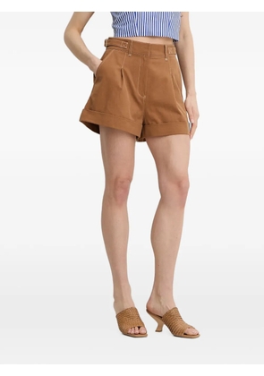 GUESS USA belted pleated shorts - Brown