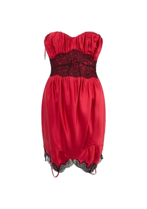 Moschino lace-trimmed gathered mini dress