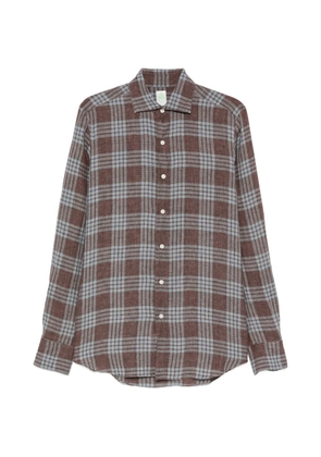 Finamore 1925 Napoli checked long-sleeve shirt - Brown