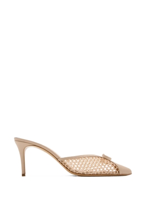 Andrea Wazen Kris Net bow-detail mesh mules - Neutrals