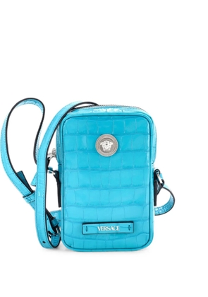 Versace Pre-Owned Medusa Biggie Pouch Crocodile Embossed Leather Micro crossbody bag - Blue