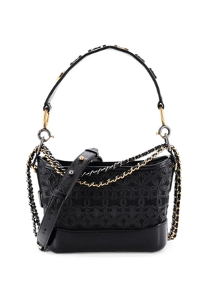 CHANEL Pre-Owned Gabrielle Hobo with Logo Handle Laser Cut Calfskin and Wool Felt Small crossbody bag - Black