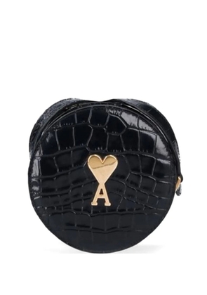 AMI Paris Round Paris crocodile-effect crossbody bag - Black