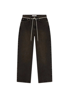ABOUTBLANK drawstring-waist logo-embroidered jeans - Black