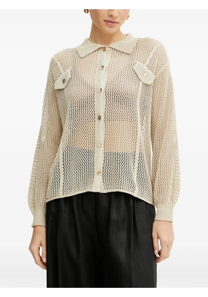 FRACOMINA open-knit button-up cardigan - Neutrals